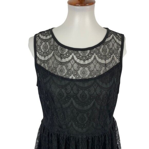 Acevog Lace Dress Large Black Sleeveless Gothic Vintage Party Cocktail - Picture 2 of 7